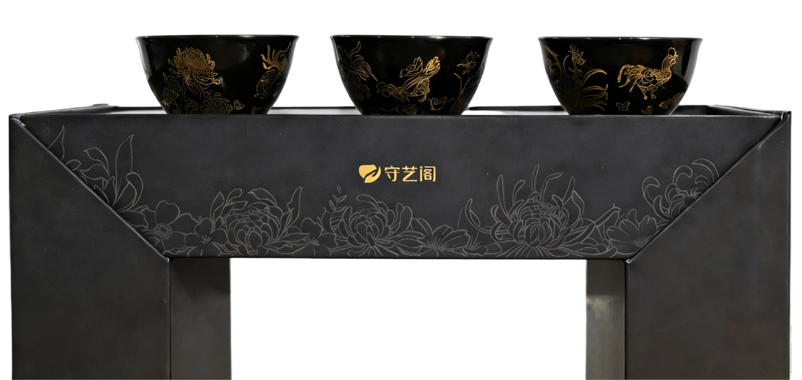 大漆描金漆器包装设计 — 漆器与包装组合展示
